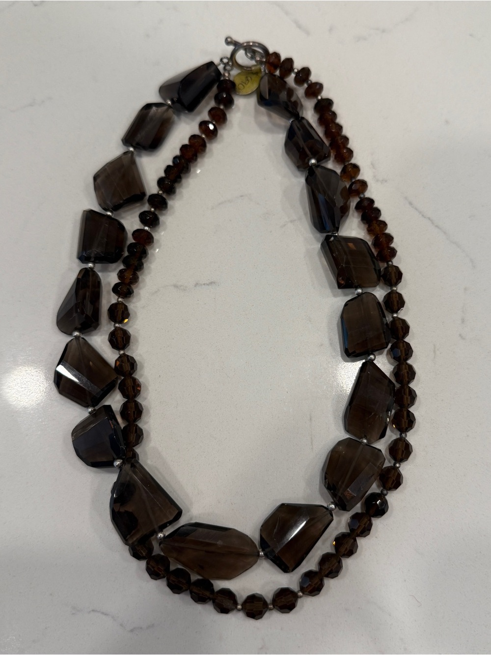 Brown Bead Double-Strand Necklace